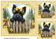 3 Yellow floral Scottie card fronts/toppers 4
