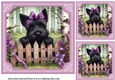 3 Purple floral Scottie card front/toppers 3