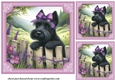 3 Purple floral Scottie card front/toppers 5