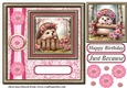 Pink and gold floral hedgehog card front 2