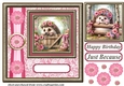 Pink and gold floral hedgehog card front 4