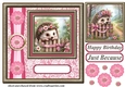 Pink and gold floral hedgehog card front 5