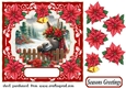 Christmas poinsettia donkey card front 2