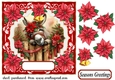 Christmas poinsettia donkey card front 3