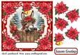 Christmas poinsettia donkey card front 4