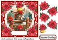 Christmas poinsettia donkey card front 5