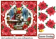 Christmas poinsettia donkey card front 6