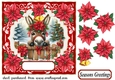 Christmas poinsettia donkey card front 7