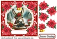 Christmas poinsettia donkey card front 8