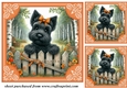 3 Orange floral Scottie card front/toppers 1