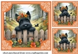 3 Orange floral Scottie card front/toppers 3