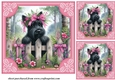 3 Pink floral Scottie card front/toppers 1