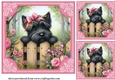 3 Pink floral Scottie card front/toppers 2