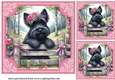 3 Pink floral Scottie card front/toppers 3