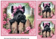 3 Pink floral Scottie card front/toppers 6
