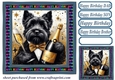 Champagne Birthday pup card front 2