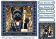 Champagne Birthday pup card front 6