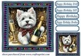Champagne Birthday pup card front 11