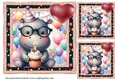 3 Hippo Birthday card front/toppers