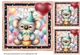 3 Koala Birthday card front/toppers