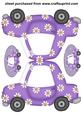Purple Funky Daisy Car Shaped Card