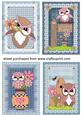 4 Blue Cute Spring Owl Toppers