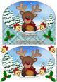 Cute Christmas Reindeer Oval Card Front 1