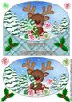 Cute Christmas Reindeer Oval Card Front 2