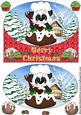 Christmas Baking Panda Oval Card Front 1