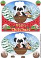 Christmas Baking Panda Oval Card Front 4