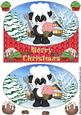 Christmas Baking Panda Oval Card Front 6