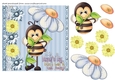 Blue floral bee card front 1