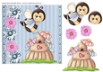 Blue floral bee card front 2