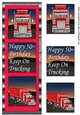 Red age 50 keep on trucking 3 panel card front