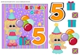 Birthday girl age 5 card front