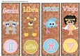 Cute zodiac signs toppers/bookmarks set 3