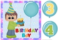 Age 3/4 dark haired boy Birthday card front