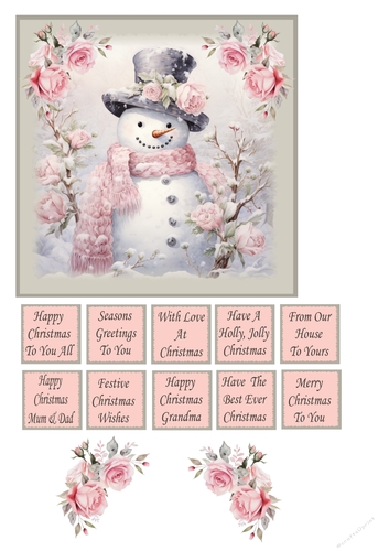 Pastel Pink Snowman 1