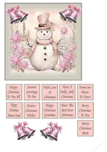 Pastel Pink Snowman 2