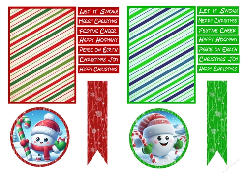 Red & Green Christmas Snowball Cards