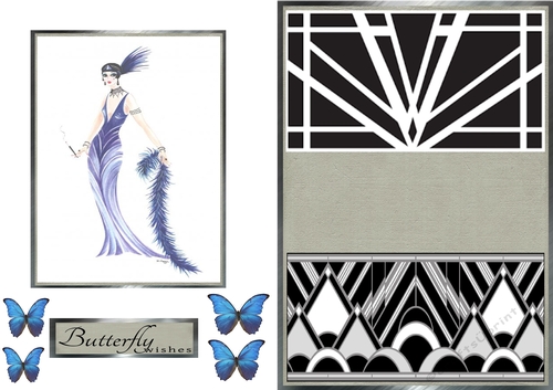 Art Deco Butterfly Blue