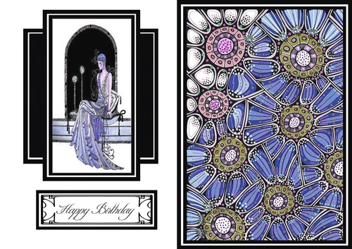 Art Deco Flowers Blue