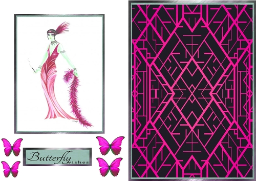 Art Deco Butterfly Pink