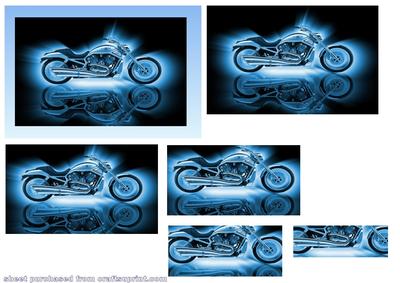 Neon Blue Motorbike Pyramid
