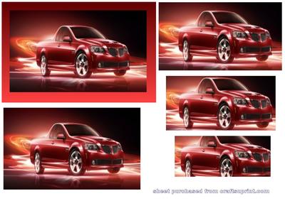 Neon Red Sports Car Pyramid