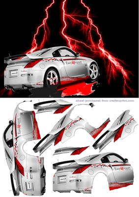 Stunning Nissan Gt 350z Decoupage on Lightning Background