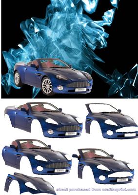 Aston Martin Vanquish on Abstract Background Decoupage