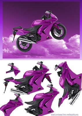 Purple Bike Decoupage on Purple Cloud Background