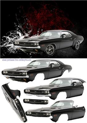 Classic Muscle Car on Abstract Background Decoupage