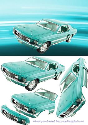 Turquoise Classic Car Decoupage